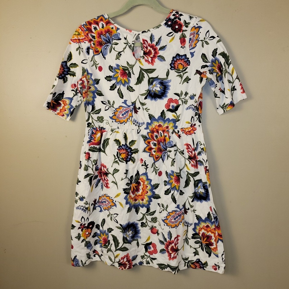 Old Navy Girls Floral Dress XL 14 Plus White Multicolor Boho Short Sleeve Cotton - Picture 6 of 7